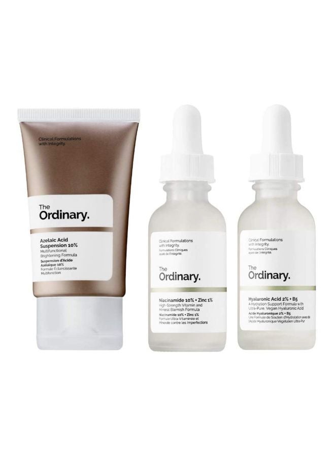 The Ordinary Skincare Set Azelaic Acid Suspension Formula 1x30 Niacinamide Plus Zinc 1x30 Hyaluronic Acid